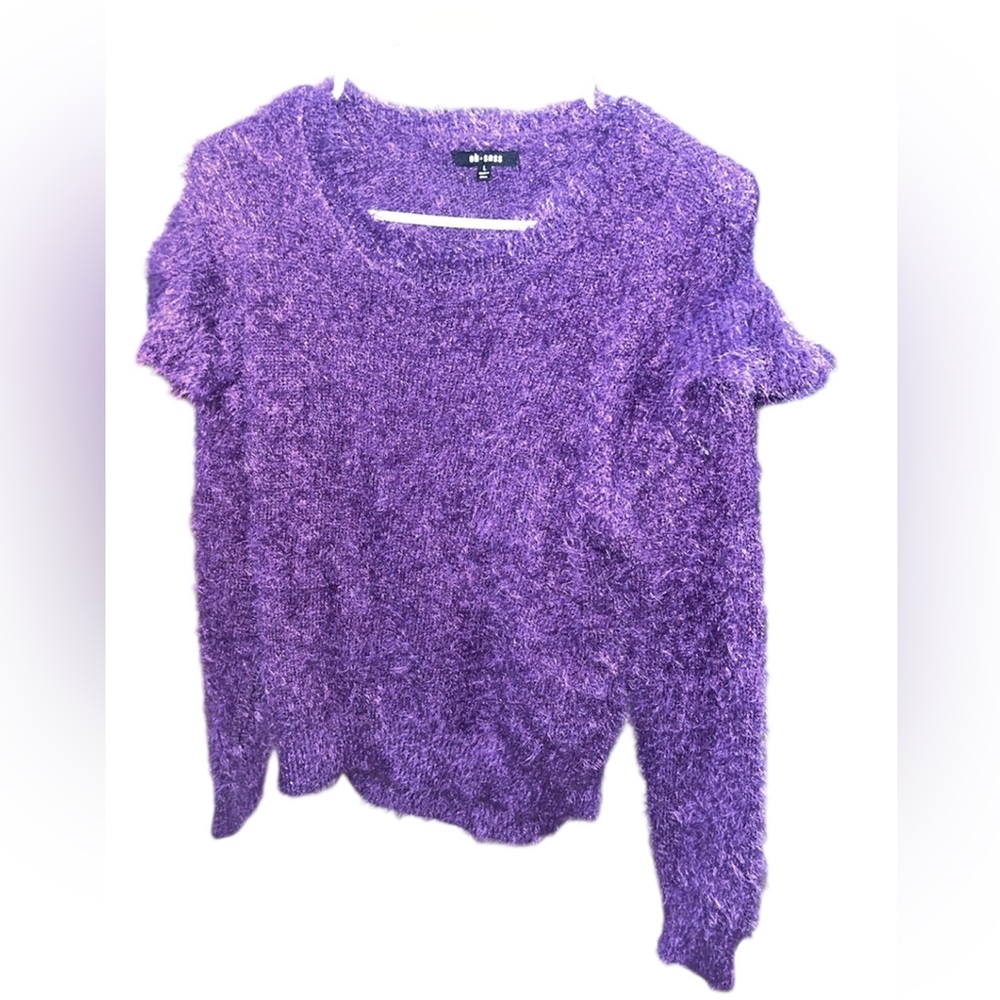 Fuzzy Crewneck Sweater in Purple by UNKNOWN